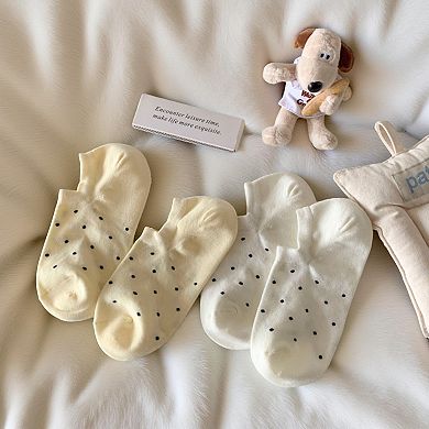 Women's 6-Pair Low Cut Ankle Socks Set with Polka Dot Pattern Soft Stretch Everyday Essentials