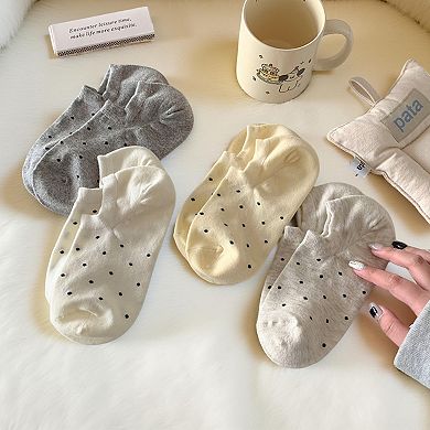 Women's 6-Pair Low Cut Ankle Socks Set with Polka Dot Pattern Soft Stretch Everyday Essentials