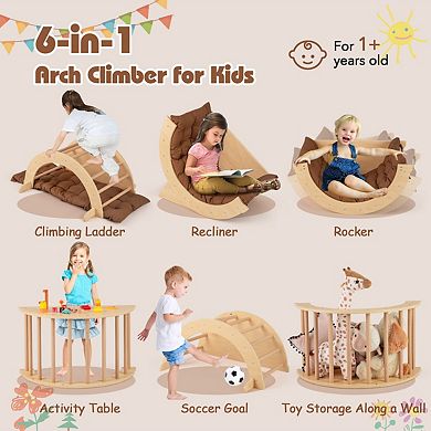 Kids Climbing Arch With Cushion Montessori Arch Climber Rocker