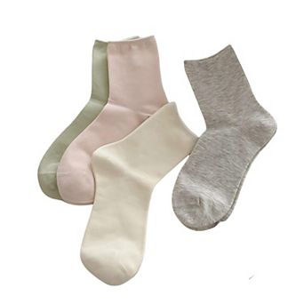 Women's 4-Pair Crew Socks Set Smooth Knit Stretch Fabric Lightweight Everyday Essentials