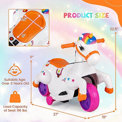 12V Ride On Unicorn Car With Galloping Motion Lights And Sounds