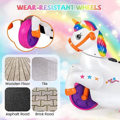 12V Ride On Unicorn Car With Galloping Motion Lights And Sounds
