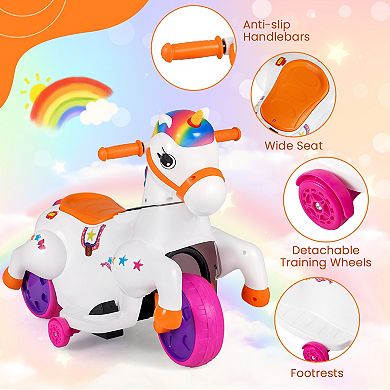 12V Ride On Unicorn Car With Galloping Motion Lights And Sounds