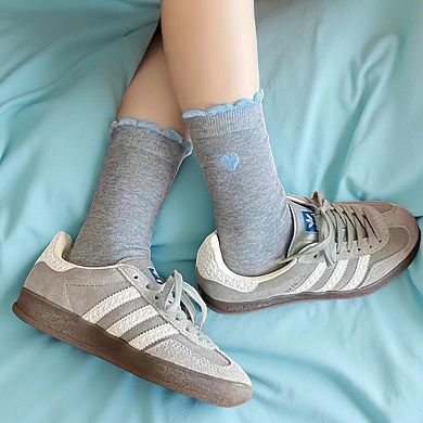 5-Pair Mixed Knit Crew Socks Ribbed Striped Dot Pattern Soft Stretch Everyday Set