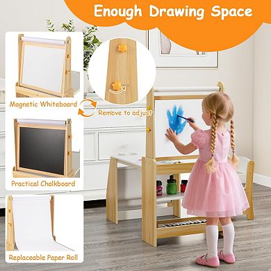 Kids Art Table and Chair Set With Easel for Drawing Reading and Crafts