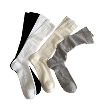 4-Pair Ribbed Crew Socks Set with Classic Knit Design Soft Stretch Fabric and Everyday Comfort Fit