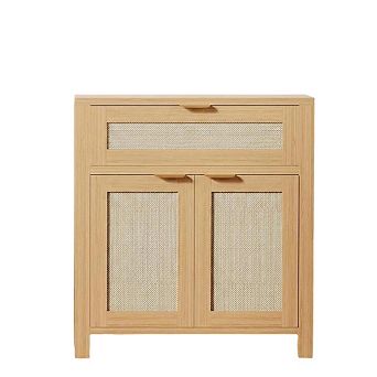 Rattan Buffet Cabinet with Adjustable Shelves and Storage