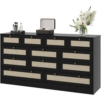 12 Drawer Wood Dressers for Bedroom, Wooden Dressers for Adult Bedroom, Modern TV Stand Dresser