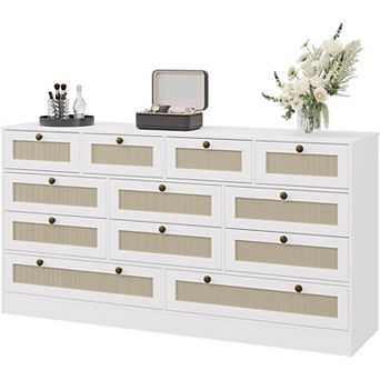 12 Drawer Wood Dressers for Bedroom, Wooden Dressers for Adult Bedroom, Modern TV Stand Dresser