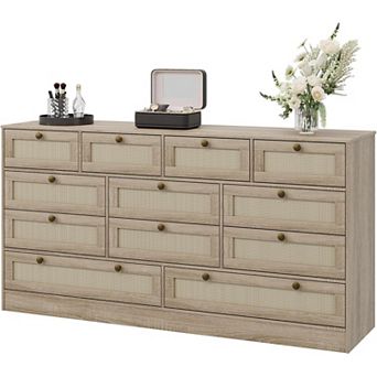 12 Drawer Wood Dressers for Bedroom, Wooden Dressers for Adult Bedroom, Modern TV Stand Dresser