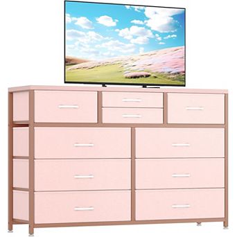 10 Drawers Fabric Dressers for Bedroom, Modern Chest of Drawers, Lightweight Entertainment Center