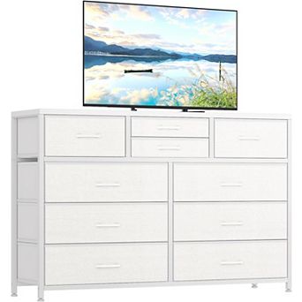 10 Drawers Fabric Dressers for Bedroom, Modern Chest of Drawers, Lightweight Entertainment Center