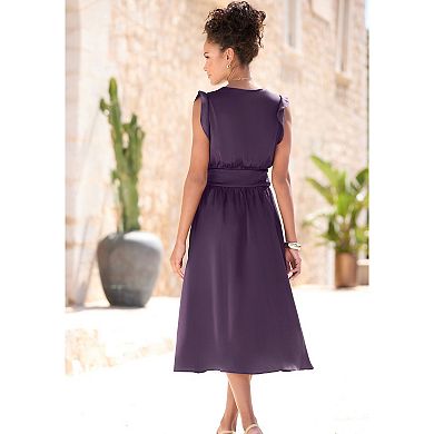 Lascana Women's Ruffle Satin Dress