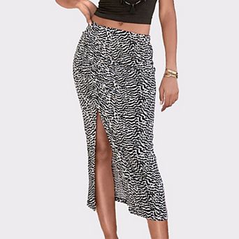 Lascana Women's Ruched Slit Midi Skirt