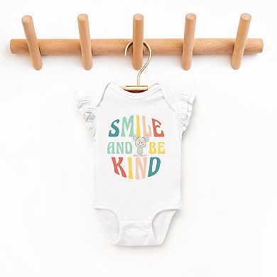 The Juniper Shop Mini Smiley Smile and Be Kind Aria Flutter Sleeve Bodysuit