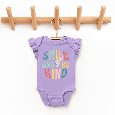 The Juniper Shop Mini Smiley Smile and Be Kind Aria Flutter Sleeve Bodysuit