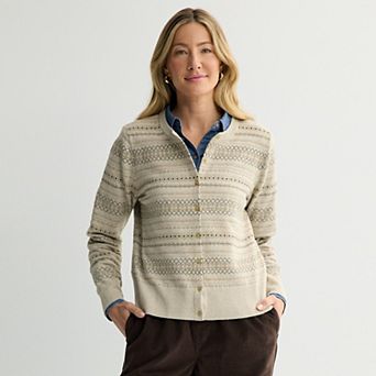 Women's Croft & Barrow® All Over Fairisle Button Front Cardigan Sweater
