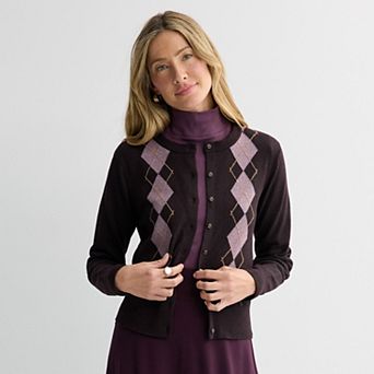 Women's Croft & Barrow® All Over Fairisle Button Front Cardigan Sweater