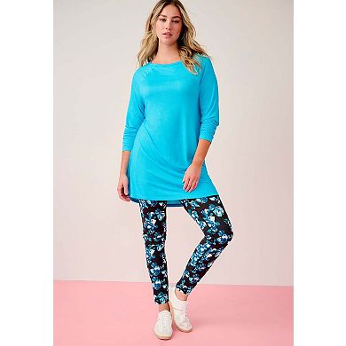 Roaman's Women's Plus Size Draped Raglan Sleeve Top