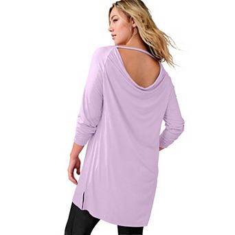 Roaman's Women's Plus Size Draped Raglan Sleeve Top