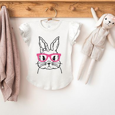 The Juniper Shop Bunny Face With Pink Glasses Flutter Sleeve Tee