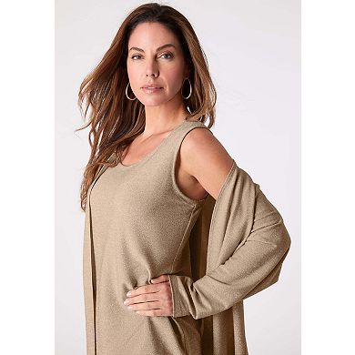 Roaman's Women's Plus Size Glitter Tank Top And Cardigan Twinset