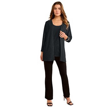 Roaman's Women's Plus Size Glitter Tank Top And Cardigan Twinset