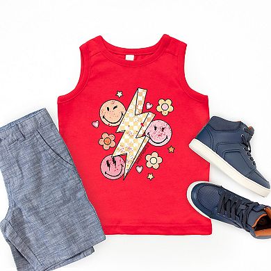 The Juniper Shop SmileyWorld Checkered Lightning Floral Youth Tank Top