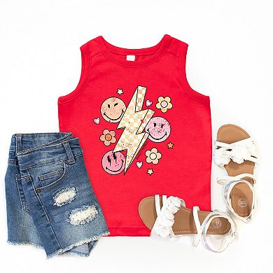 The Juniper Shop SmileyWorld Checkered Lightning Floral Youth Tank Top