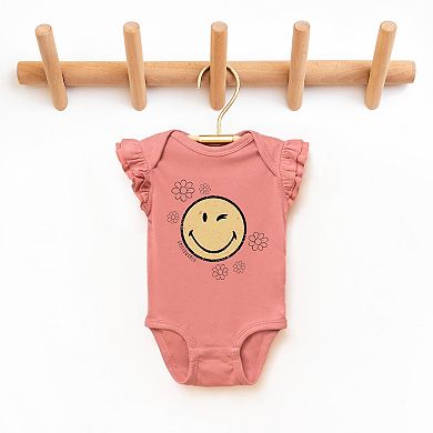 The Juniper Shop SmileyWorld Flower Outline Flutter Sleeve Bodysuit