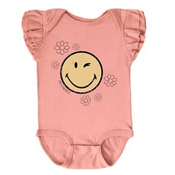 The Juniper Shop SmileyWorld Flower Outline Flutter Sleeve Bodysuit