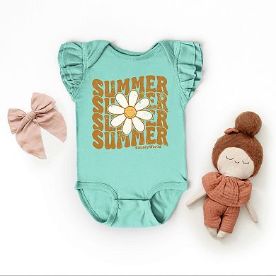 The Juniper Shop SmileyWorld Summer Wave Stacked Flutter Sleeve Bodysuit