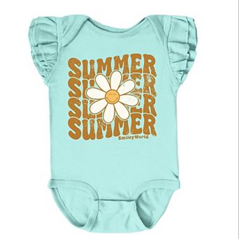 The Juniper Shop SmileyWorld Summer Wave Stacked Flutter Sleeve Bodysuit