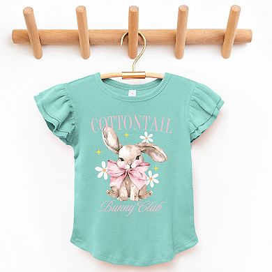 The Juniper Shop Coquette Cottontail Bunny Club Flutter Sleeve Tee