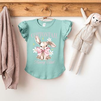The Juniper Shop Coquette Cottontail Bunny Club Flutter Sleeve Tee