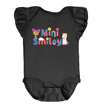 The Juniper Shop Mini Smiley Icons Unicorn Flutter Sleeve Bodysuit