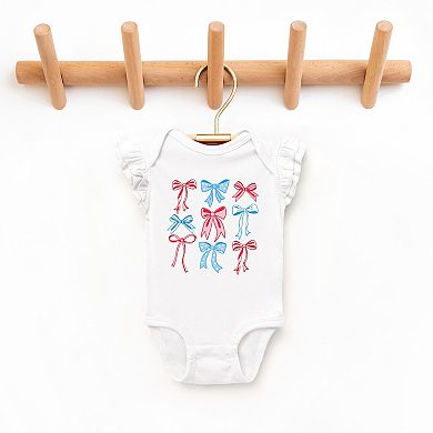The Juniper Shop Patriotic Bows Stacked Coquette Flutter Sleeve Bodysuit
