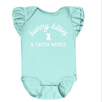 The Juniper Shop Bunny Kisses Easter Wishes Bunny Flutter Sleeve Bodysuit