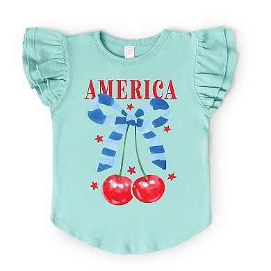 The Juniper Shop Coquette America Cherries Flutter Sleeve Tee