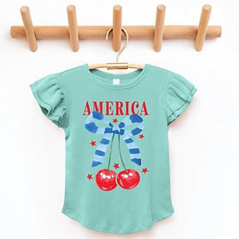 The Juniper Shop Coquette America Cherries Flutter Sleeve Tee