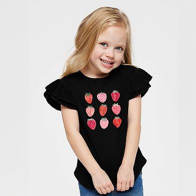 The Juniper Shop Strawberry Watercolor Chart Flutter Sleeve Tee