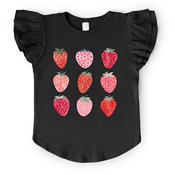 The Juniper Shop Strawberry Watercolor Chart Flutter Sleeve Tee