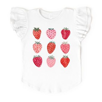 The Juniper Shop Strawberry Watercolor Chart Flutter Sleeve Tee