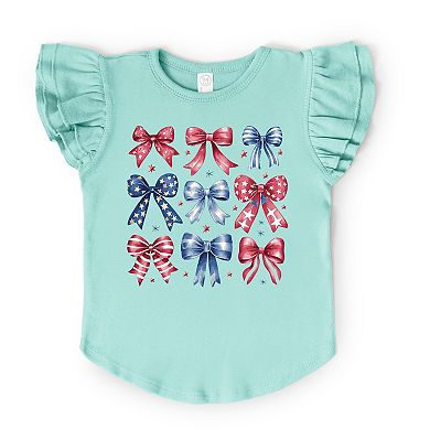 The Juniper Shop Coquette Bow Chart Stars And Stripes Flutter Sleeve Tee