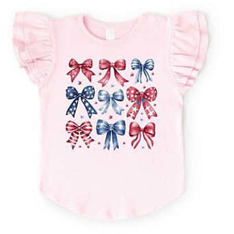 The Juniper Shop Coquette Bow Chart Stars And Stripes Flutter Sleeve Tee