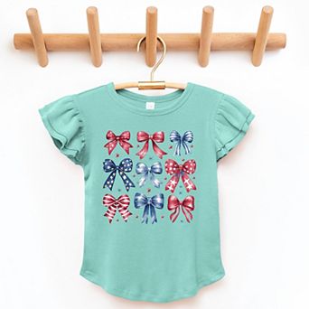 The Juniper Shop Coquette Bow Chart Stars And Stripes Flutter Sleeve Tee