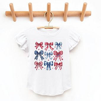 The Juniper Shop Coquette Bow Chart Stars And Stripes Flutter Sleeve Tee