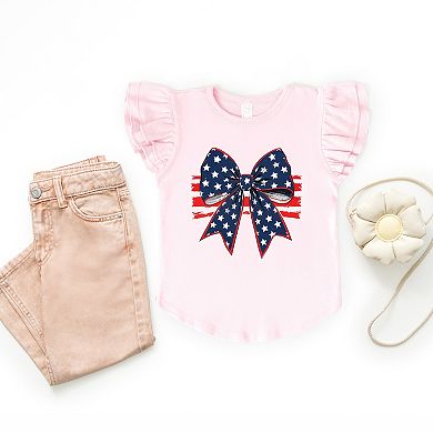 The Juniper Shop Coquette Patriotic Bow Flutter Sleeve Tee