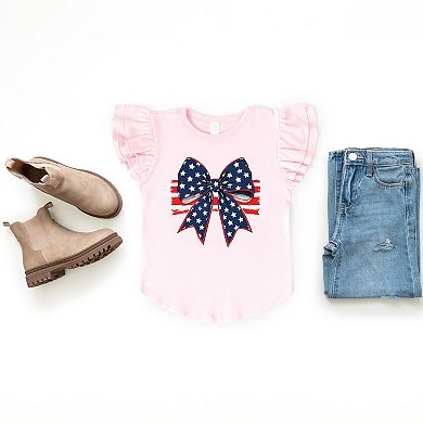 The Juniper Shop Coquette Patriotic Bow Flutter Sleeve Tee
