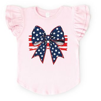 The Juniper Shop Coquette Patriotic Bow Flutter Sleeve Tee
